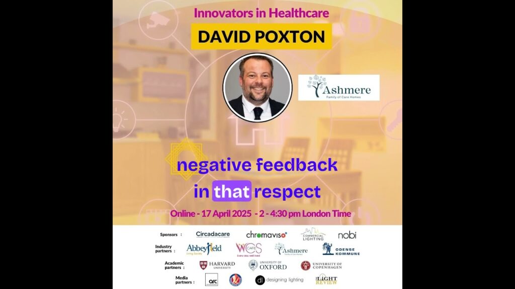 Poster announcing Innovators in Healthcare event with David Poxton.
