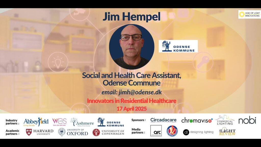 Event banner for Jim Hempel with contact details and healthcare role.