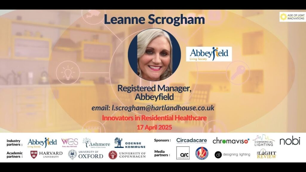 Event poster featuring Leanne Scrogham, Registered Manager at Abbeyfield.